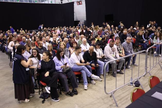 The civil parties pictured during the verdict session of the trial of P. and A. Falzone, at the Court of Appeal of Mons, on Friday 12 June 2026. The trial of the two men concerns the 2022 tragedy in Strepy-Bracquegnies, where a car plowed into a carnival parade around 5:00. Six people died at the scene, and a seventh months later in the hospital. P. Falzone is charged with seven murder and 81 attempted murder. A. Falzone with failure to render aid to a person in danger.  VIRGINIExLEFOUR 177310238