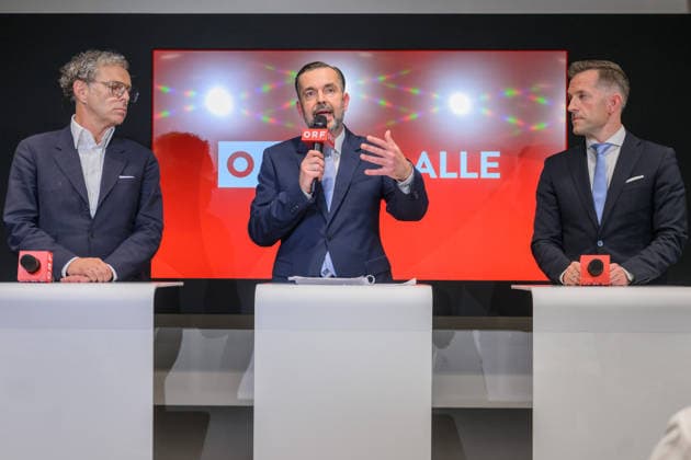 Â photonews.at - Wien, 12.06.2026. Neuwahl des Generaldirektors des ORF. Nach einem nicht öffentlichen Hearing und der darauf folgenden Beratung haben die 35 Stiftungsräte des ORF einen neuen Generaldirektor gewählt. PHOTO: Vorsitzender des ORF-Stiftungsrats Heinz Lederer, Ex-APA-CEO Clemens Pig und Stiftungsrat Gregor Schütze Election of the ORF Director General. Following a closed hearing and subsequent deliberations, the 35 members of the ORF Foundation Council have elected a new Director General. Medienpolitik, Medienstandort, Öffentlich-rechtlicher Rundfunk, Medienmanagement, Medienbranche, Digitalisierung, Transformation, Reformkurs, Unternehmensstrategie, Zukunftsstrategie, Medienzukunft, Führungskräfte, Management, Best 