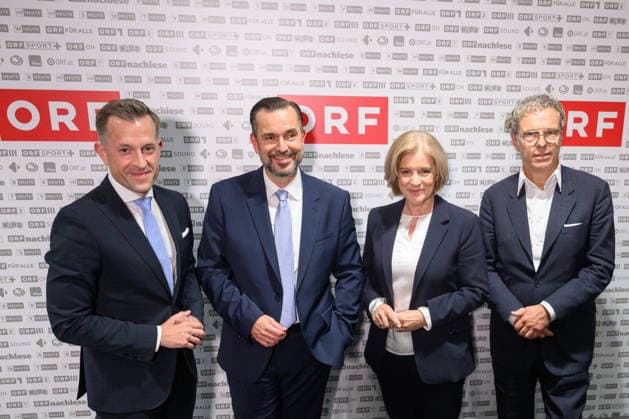 Â photonews.at - Wien, 12.06.2026. Neuwahl des Generaldirektors des ORF. Nach einem nicht öffentlichen Hearing und der darauf folgenden Beratung haben die 35 Stiftungsräte des ORF einen neuen Generaldirektor gewählt. PHOTO: Stiftungsrat Gregor Schütze, Ex-APA-CEO Clemens Pig, interimistische Vprsitzende Ingrid Thurnher und Vorsitzender des ORF-Stiftungsrats Heinz Lederer Election of the ORF Director General. Following a closed hearing and subsequent deliberations, the 35 members of the ORF Foundation Council have elected a new Director General. Medienpolitik, Medienstandort, Öffentlich-rechtlicher Rundfunk, Medienmanagement, Medienbranche, Digitalisierung, Transformation, Reformkurs, Unternehmensstrategie, Zukunftsstrategie, Medi 