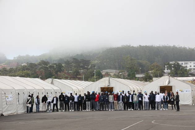 Pope Leo XIV meets with migrants at Las Raíces Center Santa Cruz de Tenerife Numerous people attend Pope Leo XIVs meeting with migrants at Las Raíces Center, June 12, 2026, in San Cristóbal de La Laguna, Santa Cruz de Tenerife, Canary Islands Spain Pope Leo XIV visits the Las Raíces Emergency Reception and Referral Center in order to get to know first-hand the reality of migration in the Canary Islands and to have a direct encounter with the migrants welcomed 12 JUNE 2026 PAPAL VISIT Alejandro J Rosa San Cristobal de La Laguna, Sant San Cristobal de La Laguna, Sant Spain  Copyright: xAlejandroxJ.xRosa ACFI EuropaxPrx 7591192