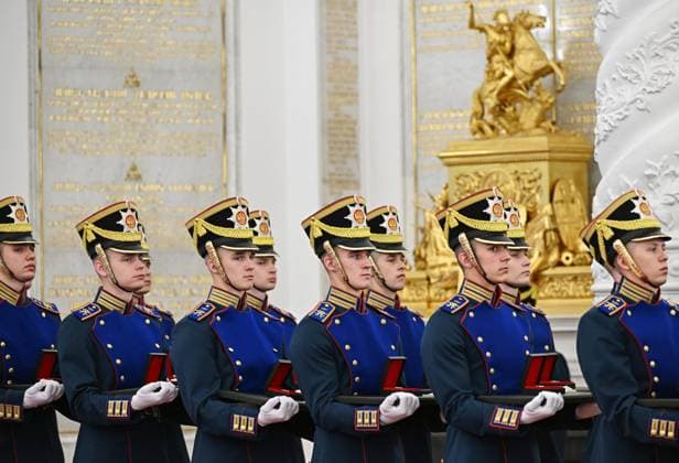 Russia Putin State Awards Presentation 9188356 12.06.2026 Honour guards stand at attention before a ceremony to present the State Awards for achievements in science and technology, literature and arts, and humanitarian activity, as well as the Hero of Labour gold medals, at the Kremlin in Moscow, Russia. Sergey Bobylev Sputnik Moscow Russia  Copyright: xSergeyxBobylevx