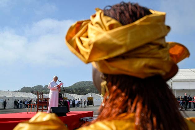 SPAGNA -POPE LEON XIV MEETING WITH MIGRANTS AT THE LAS RAICES CENTER ITALY REL - June 12, 2026 Apostolic Journey to Spain – Pope Leo XIV: Meeting with Migrants at the Las Raíces Center EDITORIAL USE ONLY - NO BOOKS Copyright: xVATICANxMEDIAx xCatholicxPressxPhotox
