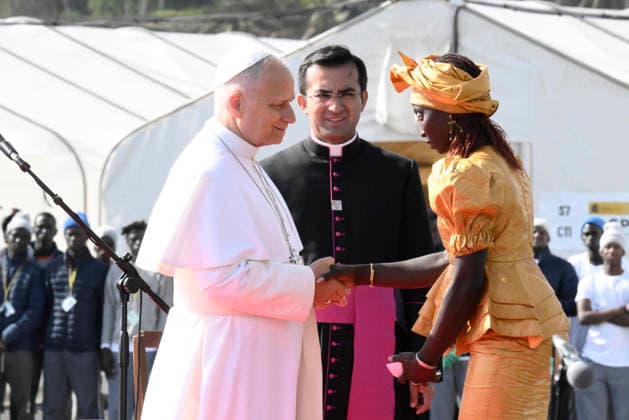 June 12, 2026, Tenerife: Pope Leo XIV attends a meeting with migrants at the Las Raices center in Tenerife, during his apostolic journey to Spain, 12 June 2026. ANSA CIRO FUSCO. Tenerife  - ZUMAa110 20260612_zaf_a110_020 Copyright: xCiroxFuscox