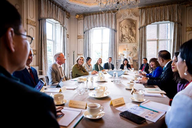 12-06-2026 HtB Queen Maxima during a meeting with the representatives of the Indonesian Employers Association APINDO to discuss what employers can do for the financial health of their employees at Huis ten Bosch palace in The Hague Â  Copyright: xPPEx