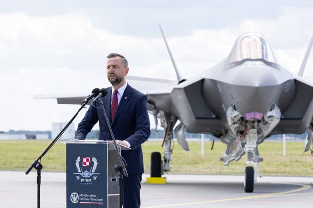 Lask 11.06.2026. The ceremony of official acceptance of F-35 aircraft into the Polish Armed Forces in 32nd Tactical Air Base Ceremonia oficjalnego przyjecia samolotow F-35 do Sil Zbrojnych w 32 Bazie Lotnictwa Taktycznego w Lasku. Persons Shown: WladysÅ‚aw Kosiniak-Kamysz F-35 Husarz Fot. Antoni Byszewski Arena Akcji NEWSPIX.PL --- newspix.pl POLAND OUT! 