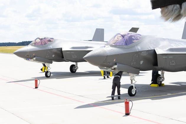 Lask 11.06.2026. The ceremony of official acceptance of F-35 aircraft into the Polish Armed Forces in 32nd Tactical Air Base Ceremonia oficjalnego przyjecia samolotow F-35 do Sil Zbrojnych w 32 Bazie Lotnictwa Taktycznego w Lasku. Persons Shown: Mysliwce F-35 Husarz Fot. Antoni Byszewski Arena Akcji NEWSPIX.PL --- newspix.pl POLAND OUT! 