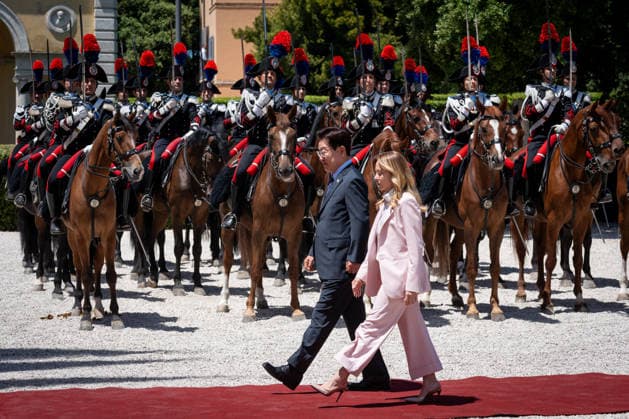 Italian Prime Minister Giorgia Meloni receives the President of the Republic of Korea, Lee Jae Myung, at Villa Doria Pamphilj in Rome, Italy on 12 June 2026. Italian Prime Minister Giorgia Meloni receives the President of the Republic of Korea, Lee Jae Myung, at Villa Doria Pamphilj in Rome, Italy on 12 June 2026., Credit:Stefano Costantino TTL Stefano Costantino Avalon Italy, Rome  Copyright: xStefanoxCostantinoxTTLx xStefanoxCostantinox xAvalonx 1109670063