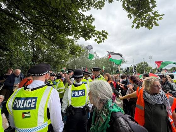 Protesters gather at London court to support Palestine action activists LONDON, UNITED KINGDOM - JUNE 12: Security forces take measures as protesters gather outside Woolwich Crown Court to show support for a group known as the Filton 24, whose trial is ongoing over a protest at an Israeli defense company’s facility in Bristol in 2024 in London, United Kingdom on June 12, 2026. Four activists linked to Palestine Action will appear for sentencing after being found guilty of criminal damage, violent disorder and grievous bodily harm with intent following an incident at an Elbit Systems facility in Filton, Bristol. Aysu Bicer Anadolu London United Kingdom. Editorial use only. Please get in touch for any other usage.  Copyright: x2026xAnadoluxAysuxBicerx