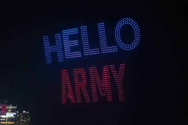 Fans gather ahead of BTS World Tour Arirang in South Korea s Busan BUSAN, SOUTH KOREA - JUNE 12: A BTS drone show is taking place at Gwangalli Beach in Busan, South Korea on June 12, 2026. Hwawon Ceci Lee Anadolu Busan South Korea. Editorial use only. Please get in touch for any other usage.  Copyright: x2026xAnadoluxHwawonxCecixLeex