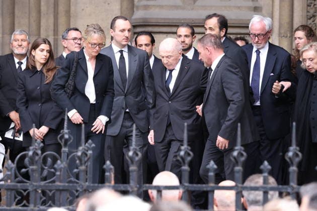 Bernadette Chirac Funeral - Paris Claude Chirac, Martin Rey-Chirac and Francois Pinault during funeral ceremony of Bernadette Chirac, widow of former French president Jacques Chirac at Sainte-Clotilde basilica in Paris, France on June 12, 2026. Bernadette Chirac died on June 5, 2026, aged 93. Photo by Jerome Domine ABACAPRESS.COM Paris France  Copyright: xDominexJerome ABACAx