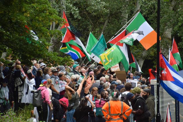 June 12, 2026, London, England, United Kingdom: Protesters gather outside Woolwich Crown Court during the sentencing of the activists known as the Filton 4, associated with Palestine Action. The judge will rule whether the activists will be sentenced as terrorists , following their convictions for criminal damage after a direct action at the factory of arms company Elbit Systems in Filton, close to Bristol. London United Kingdom - ZUMAv130 20260612_zip_v130_046 Copyright: xVukxValcicx