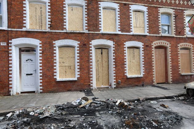 Aftermath of the race riots in Belfast BELFAST, NORTHERN IRELAND - JUNE 12: A view of a remnants of a burned car on the street as a clean-up operation is under way after a race riots erupted in Belfast, Northern Ireland, on June 12, 2026. Twelve police officers were injured and 27 people made homeless during two nights of unrest. Conor McCaughley Anadolu Belfast Northern Ireland. Editorial use only. Please get in touch for any other usage.  Copyright: x2026xAnadoluxConorxMcCaughleyx