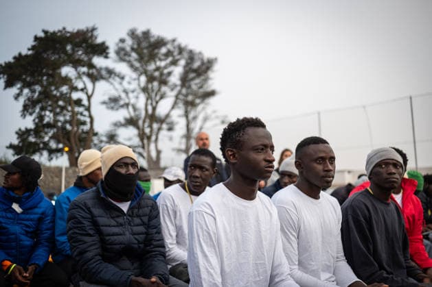 Pope Leo XIV visits Tenerife in Spain TENERIFE, CANARY ISLANDS, SPAIN - JUNE 12: Migrants wait for Pope Leo XIV as he attends the Las Raices reception centre in Tenerife, Canary Islands, Spain on June 12, 2026. The visit marked the final stage of his week-long trip to Spain and highlighted the humanitarian challenges of the Atlantic migration route, with the pontiff calling for solidarity, dignity, and a more humane response to people seeking refuge and opportunity in Europe. Andres Gutierrez Anadolu Canary Islands Spain. Editorial use only. Please get in touch for any other usage.  Copyright: x2026xAnadoluxAndresxGutierrezx