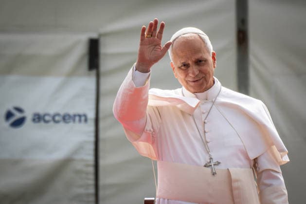 Pope Leo XIV visits Tenerife in Spain TENERIFE, CANARY ISLANDS, SPAIN - JUNE 12: Pope Leo XIV greets migrants during a visit to the Las Raices reception centre in Tenerife, Canary Islands, Spain on June 12, 2026. The visit marked the final stage of his week-long trip to Spain and highlighted the humanitarian challenges of the Atlantic migration route, with the pontiff calling for solidarity, dignity, and a more humane response to people seeking refuge and opportunity in Europe. Andres Gutierrez Anadolu Canary Islands Spain. Editorial use only. Please get in touch for any other usage.  Copyright: x2026xAnadoluxAndresxGutierrezx