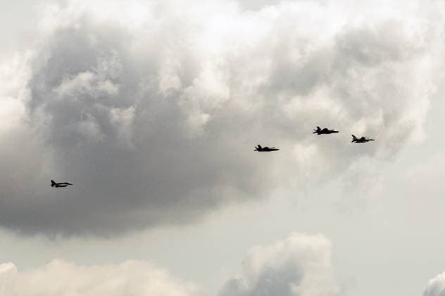 June 12, 2026, Warsaw, Mazovia, Poland: The F-35 jets are seen in the sky above Warsaw. On the morning of the 12th of June, 2 F-35 Husarz fighter jets fly over the city of Warsaw escorted by F-16s. As part of the Welcome to Poland for the new line of fighter aeroplanes, the F-35s are the first to fly in Poland during a ceremonial flyover. The jets were delivered to the Polish Air Force in May as part of a 4.6 Billion dollar deal. The Jets travel the length of the country passing through Gdansk, Warsaw, and Krakow. Warsaw Poland - ZUMAs197 20260612_aab_s197_011 Copyright: xNeilxMiltonx