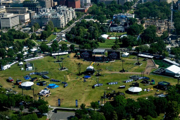 The Ultimate Fighting Championship (UFC) Freedom 250 arena and fan fest is seen from the Washington Monument in Washington, DC on Friday, June 12, 2026. President Donald Trump is hosting a series of fighting matches on the South Lawn on Flag Day and his 80th birthday, June 14, in honor of America s 250th birthday.  WAP20260612367 BONNIExCASH