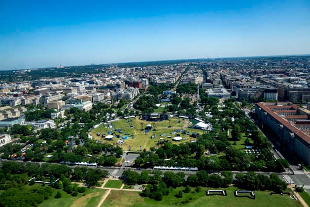 The Ultimate Fighting Championship (UFC) Freedom 250 arena and fan fest is seen from the Washington Monument in Washington, DC on Friday, June 12, 2026. President Donald Trump is hosting a series of fighting matches on the South Lawn on Flag Day and his 80th birthday, June 14, in honor of America s 250th birthday.  WAP20260612373 BONNIExCASH