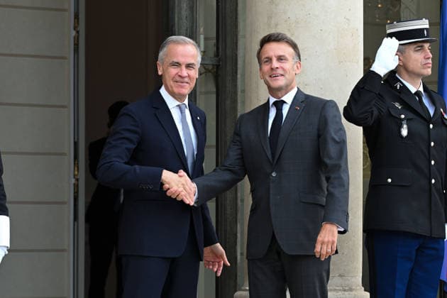 NEWS : Meeting Emmanuel Macron et M. Mark Carney - 12-06-2026 The French President Emmanuel Macron and M. Mark Carney, Prime Minister of Canada at the Elysee Palace on June 12, 2026.  Copyright: xx
