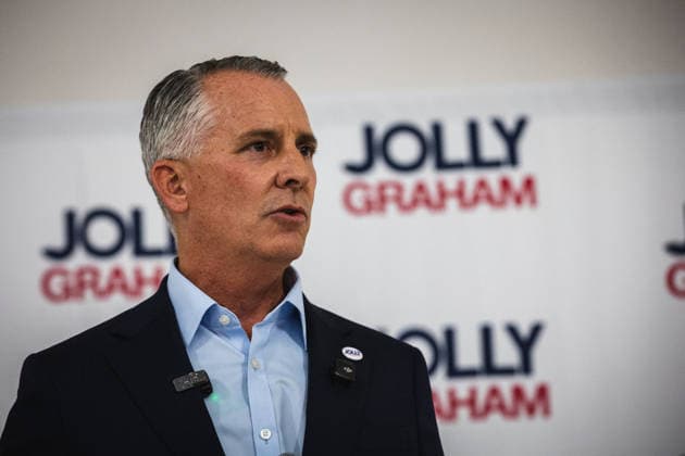 June 12, 2026, Tampa, Florida, USA: Democratic gubernatorial candidate DAVID JOLLY holds a campaign rally at The WomanÃ¢â‚¬â ¢s Club in South Tampa while introducing Rep. GWEN GRAHAM as his running mate for Lieutenant Governor. Tampa USA - ZUMAd256 20260612_znp_d256_027 Copyright: xDavexDeckerx