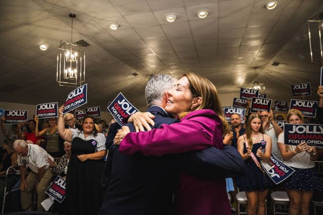 June 12, 2026, Tampa, Florida, USA: Democratic gubernatorial candidate DAVID JOLLY holds a campaign rally at The WomanÃ¢â‚¬â ¢s Club in South Tampa while introducing Rep. GWEN GRAHAM as his running mate for Lieutenant Governor. Tampa USA - ZUMAd256 20260612_znp_d256_029 Copyright: xDavexDeckerx