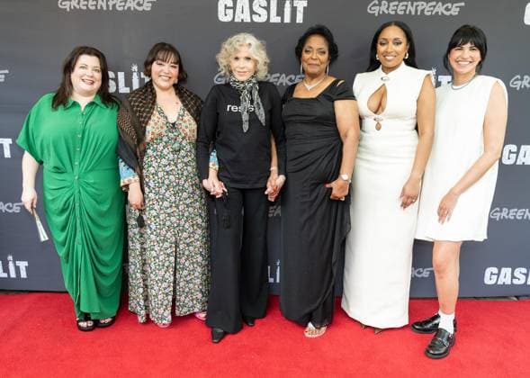 June 12, 2026, Bronx, New York, USA: Katie Camosy, Chloe Torres, Jane Fonda, Sharon Lavigne, Shamyra Lavigne, Alana Schwartz attend premiere of documentary Gaslit at IFC in New York, NY on June 12, 2026. Bronx USA - ZUMAr339 20260612_znp_r339_259 Copyright: xLevxRadinx