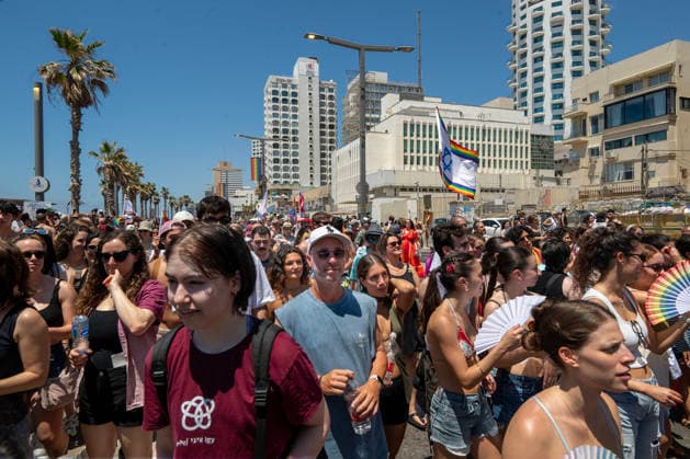 LGBT Pride clebration in Tel Aviv, Israel - 12 Jun 2026 A crowd of protesters takes part in the Pride Parade held today in Tel Aviv in support of the LGBTQ+ community and their rights. The Pride Parade in Tel Aviv, Israel, took place after a three-year hiatus due to the war. This year as well, the war remained a backdrop to the event, as Tel Aviv had been targeted by Iranian missile attacks just a few days earlier. Despite these challenges, thousands of people across Israel came out to celebrate love, pride, and equality, marching in support of equal rights for the LGBTQ+ community, including gay men and lesbians. Tel Aviv Israel Copyright: xYaelxGuiskyxAbasx xSOPAxImagesx 73478