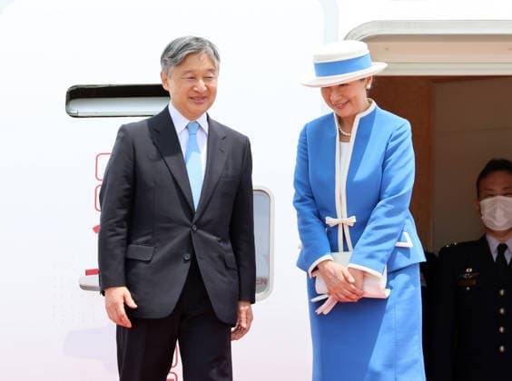 June 13, 2026, Tokyo, Japan - Japanese Emperor Naruhito (L) and Empress Masako (R) leave to Netherlands at the Tokyo International Airport on Saturday, June 13, 2026. Japanese royal couple will visit Netherlands and Belgium from June 13 through 26. (photo by Yoshio Tsunoda AFLO)  aflo_334258783