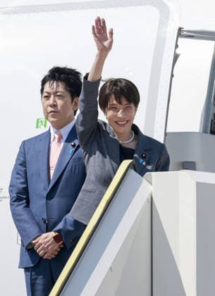 Japan PM Takaichi heads to Europe Japanese Prime Minister Sanae Takaichi departs from Tokyo s Haneda airport on June 13, 2026, for her first trip to Europe since taking office in October. Takaichi will visit Britain and Italy before attending a Group of Seven summit in the French resort town of Evian-les-Bains.  A14AA0005618557P