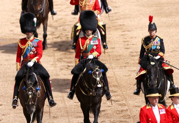 Prince William The Prince of Wales, Prince Edward The Duke of Edinburgh, Princess Anne The Princess Royal, at The King™s Birthday Parade, Trooping The Colour, takes places on Horse Guard™s Parade as The King™s Company, 1st Battalion Grenadier Guards, troop their colour in front of King Charles III. 1,350 soldiers, The Household Division and the King s Troop Royal Horse Artillery were in attendance, A flypast took place along The Mall and over Buckingham Palace, and included aircraft old and new, and was completed by the famous Red Arrows. Trooping The Colour, London, 13th June, 2026.  .