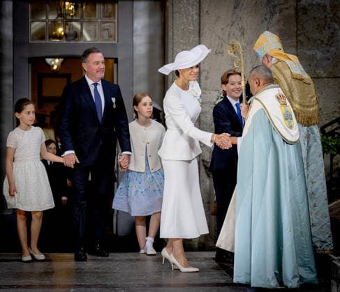 13-06-2026 Sweden Te Deum on the occasion of the celebration of the King and Queens Golden wedding anniversary in Stockholm. Princess Madeleine and Chris O Neill with Prince Nicolas, Princess Adrienne and Princess Leonore Â  Copyright: xPPEx