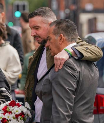 June 13, 2026, Nottingham, East Midlands, UK: Nottingham, UK. Dr Sanjoy Kumar (R) The father of Grace O Malley Kumar, and Lee Coates (L), the son of Ian Coates, gather on Ilkeston Road in Nottingham. Today marks the third anniversary after Valdo Calocane murdered Barnaby Webber, Grace OÃ¢â‚¬â ¢Malley-Kumar and Ian Coates in Nottingham on 13 June 2026. Nottingham UK  - ZUMAl94_ 20260613_zaf_l94_075 Copyright: xIoannisxAlexopoulosx