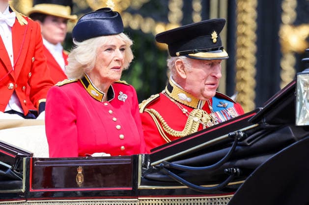 June 13, 2026, London, London, UK: London, UK. King Charles III and Queen Camilla depart Buckingham Palace in a horse-drawn carriage during Trooping the Colour 2026 in London.Trooping the Colour, also known as the Kings Birthday Parade, is the annual military ceremony marking the official birthday of the British monarch. The event takes place on Horse Guards Parade and concludes with a Royal Air Force flypast over Buckingham Palace. London UK  - ZUMAl94_ 20260613_zaf_l94_103 Copyright: xDinendraxHariax