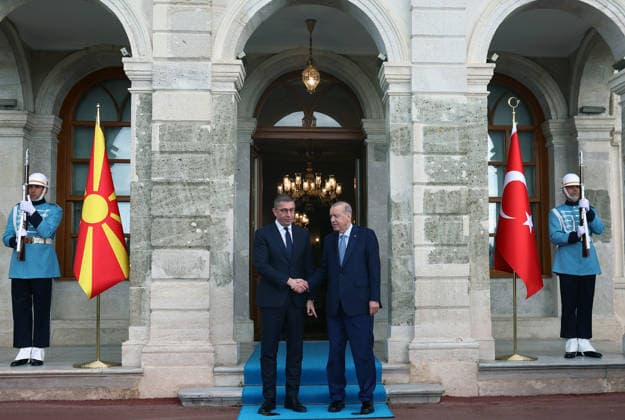 Turkish President Erdogan - North Macedonia’s Prime Minister Mickoski meeting in Istanbul ISTANBUL, TURKIYE - JUNE 13: (----EDITORIAL USE ONLY - MANDATORY CREDIT - TURKISH PRESIDENCY MURAT KULA HANDOUT - NO MARKETING NO ADVERTISING CAMPAIGNS - DISTRIBUTED AS A SERVICE TO CLIENTS----) Turkish President Recep Tayyip Erdogan (R) receives North Macedonia’s Prime Minister Hristijan Mickoski (L) at the Dolmabahce Working Office in Istanbul, Turkiye, on June 13, 2026. Turkish Presidency Murat Kula Handout Anadolu Istanbul Turkey. Editorial use only. Please get in touch for any other usage.  Copyright: x2026xAnadoluxTurkishxPresidencyx xMuratxKulax xHandoutx