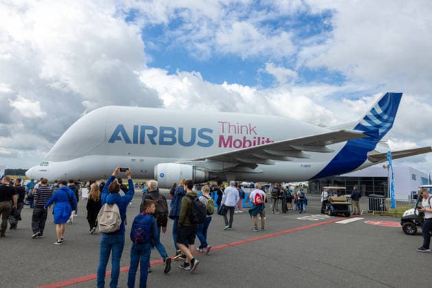 ILA 2026 Deutschland, Schönefeld am 12. Juni 2026: Der Airbus Beluga wurde für den Transport von Flugzeugkomponenten zwischen den Airbus-Produktionsstandorten entwickelt. *** ILA 2026 Germany, Schönefeld on June 12, 2026 The Airbus Beluga was developed for the transportation of aircraft components between Airbus production sites