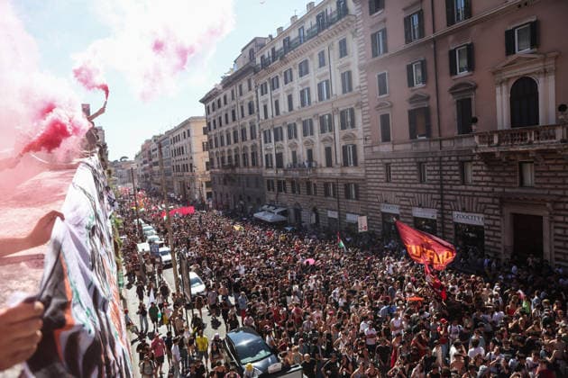 June 13, 2026, Rome, Italy: A a far-right militant shows sthe Roman Salute at the remigration demonstration organized and supported by far-right groups, Rome 13 June 2026.. ANSA RICCARDO ANTIMIANI. Rome Italy  - ZUMAa110 20260613_zaf_a110_002 Copyright: xRiccardoxAntimianix