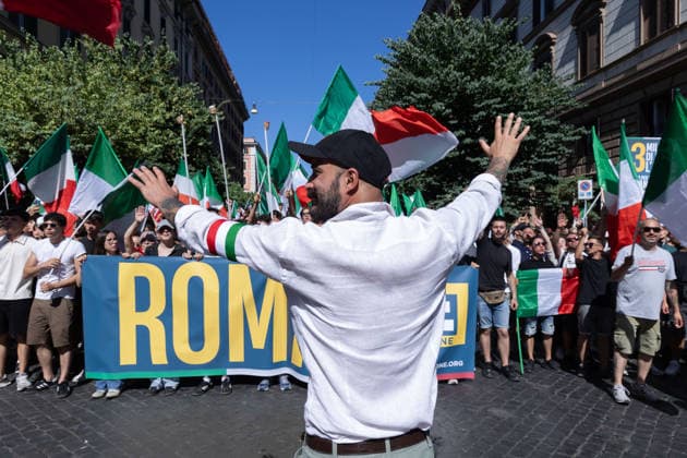 IPA85647069 - Rally in Rome in support of remigration, organized by the Remigration and Reconquest committee  Copyright: xMatteoxNardonex xx 85647069