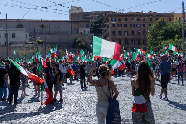 IPA85647087 - Rally in Rome in support of remigration, organized by the Remigration and Reconquest committee  Copyright: xMatteoxNardonex xx 85647087