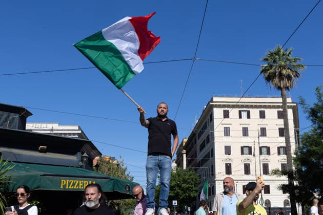 IPA85647088 - Rally in Rome in support of remigration, organized by the Remigration and Reconquest committee  Copyright: xMatteoxNardonex xx 85647088