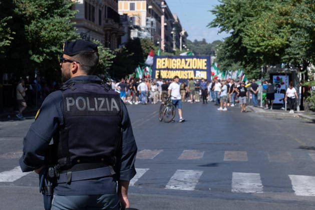 IPA85647073 - Rally in Rome in support of remigration, organized by the Remigration and Reconquest committee  Copyright: xMatteoxNardonex xx 85647073