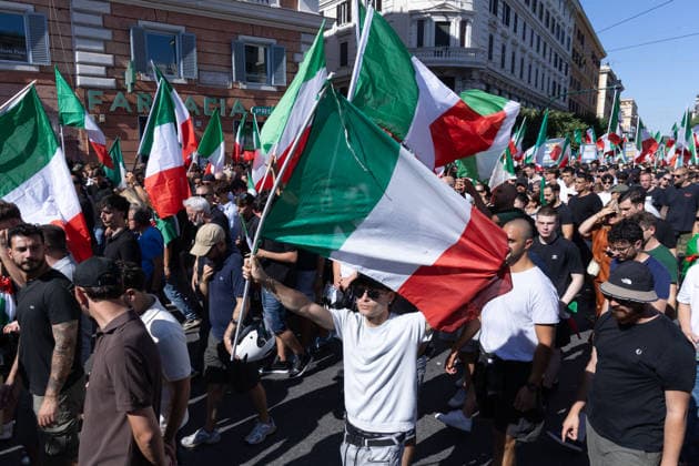 IPA85647078 - Rally in Rome in support of remigration, organized by the Remigration and Reconquest committee  Copyright: xMatteoxNardonex xx 85647078