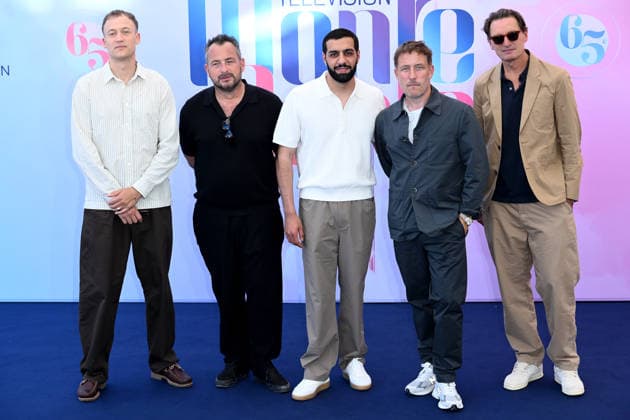 IPA85647220 - Monte Carlo, 65th Monte Carlo Television Festival - Photo call for the TV series The Uniform - Jonas Alexander Arnby, Oscar Giese, Soheil Bavi, Anders August, Jonas Allen  Copyright: xAlbertoxTerenghix xAlbertoxTerenghix 85647220