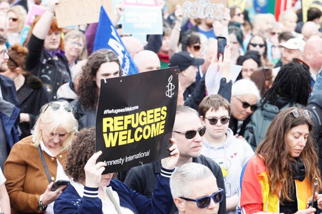 Anti-racism protest in Belfast BELFAST, NORTHERN IRELAND - JUNE 13: Thousands gather for anti-racism rally, after violence erupted across the city this week as the businesses and vehicles were targeted in Belfast, Northern Ireland on June 13, 2026. Conor McCaughley Anadolu Belfast Ireland. Editorial use only. Please get in touch for any other usage.  Copyright: x2026xAnadoluxConorxMcCaughleyx
