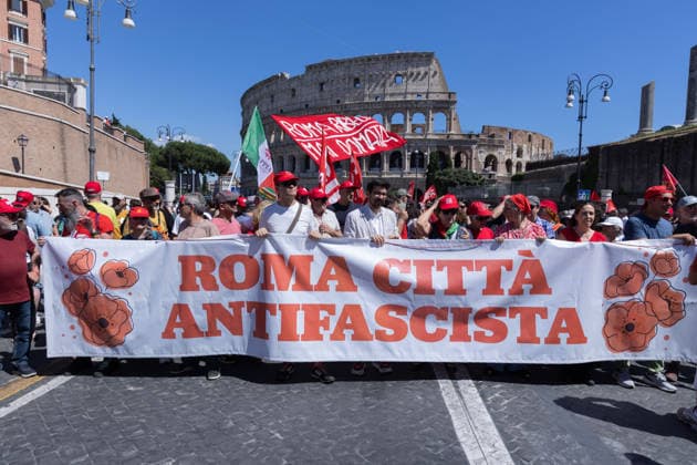 IPA85647939 - Demonstration in Rome against forced repatriation, organized by the CGIL of Rome and Lazio, the ANPI, and other anti-fascist associations  Copyright: xMatteoxNardonex xx 85647939