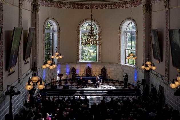 June 13, 2026, Dublin, Ireland: Prime Minister Mark Carney, left, speaks with Alex White at Trinity College in Dublin, on Saturday, June 13, 2026. Dublin Ireland  - ZUMAc35_ 20260613_zaf_c35_043 Copyright: xChristopherxKatsarovx