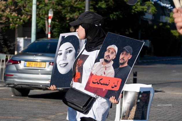 Demonstration Against Organized Crime in Lod LOD, ISRAEL JUNE 13, 2026: Arab residents, community leaders, and activists take part in a protest in the city of Lod, calling for stronger action against organized crime and violence affecting Arab communities in Israel. Demonstrators accused the government of failing to adequately address the issue and demanded greater investment in public safety, law enforcement, and community protection. The rally highlighted growing concerns over crime rates and security in Arab towns and neighborhoods across the country. Photo by Jess Flom JNA Press (Photo by jess flom JNA Press via Nexpher Images) lod