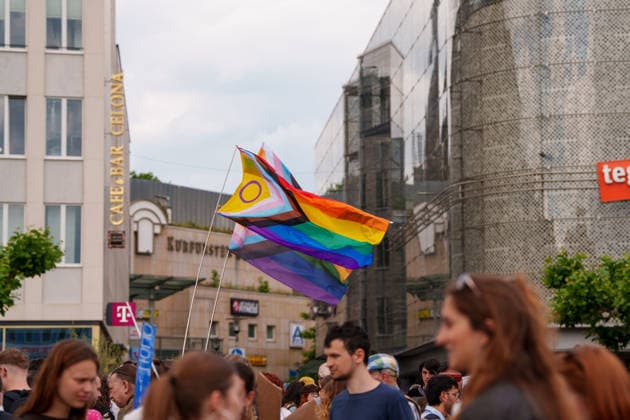 Pride March and Demonstration During CSD in Kassel Germany - Kassel, 13.06.2026 Inclusive rainbow flag as participants take part in the Christopher Street Day (CSD) march in Kassel. Demonstrators marched from Königsplatz through the city centre before returning to Königsplatz, where rallies and speeches were held before and after the procession. Hundreds of people gathered to advocate for LGBTQ+ rights, equality and diversity. Local media reported attendance of around 1,500 participants, though official figures were not immediately available. Hesse