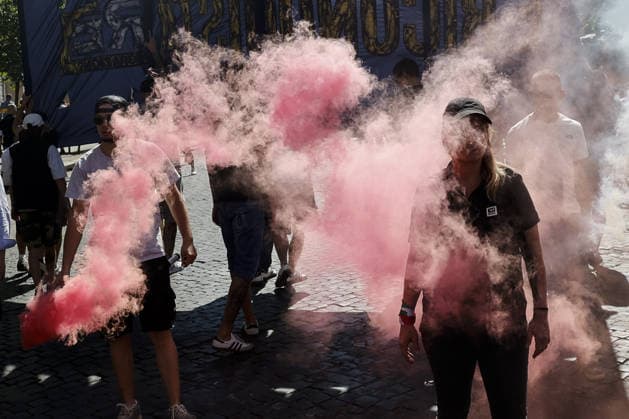 Anti-immigration demonstration in Rome ROME, ITALY, JUNE 13: Protesters attend an anti-immigration demonstration in Rome, Italy, on June 13, 2026. Thousands of people took part in a march organized by the far-right movement Remigration and Reconquest in support of a popular legislative proposal aimed, according to the organizers, at tackling irregular immigration and safeguarding national identity. Chants praising Benito Mussolini and anti-Muslim slogans were also heard during the demonstration. Riccardo De Luca Anadolu Rome Italy. Editorial use only. Please get in touch for any other usage.  Copyright: x2026xAnadoluxRiccardoxDexLucax