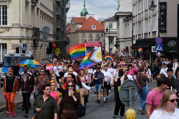 June 13, 2026, Warsaw, Masovian Voivodeship, Poland: Thousands of people march during the 25th annual Warsaw LGBTQ+ Pride Parade, known in Polish as the Equality Parade. LGBTQ+ people in Poland do not have the right to same-sex civil partnerships, marriage, and child adoption, while also facing homophobia and queerphobia from a largely conservative society. Therefore, the parade is organized primarily as a march for equal rights. Warsaw Poland  - ZUMAk204 20260613_zip_k204_022 Copyright: xRomanxKozielx