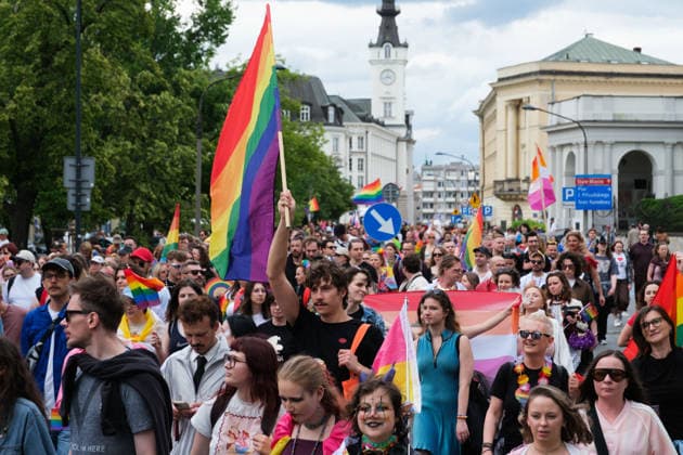 June 13, 2026, Warsaw, Masovian Voivodeship, Poland: Thousands of people march during the 25th annual Warsaw LGBTQ+ Pride Parade, known in Polish as the Equality Parade. LGBTQ+ people in Poland do not have the right to same-sex civil partnerships, marriage, and child adoption, while also facing homophobia and queerphobia from a largely conservative society. Therefore, the parade is organized primarily as a march for equal rights. Warsaw Poland - ZUMAk204 20260613_zip_k204_024 Copyright: xRomanxKozielx