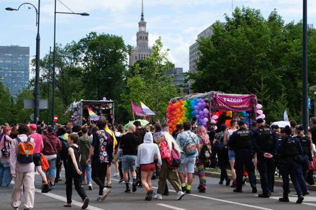 June 13, 2026, Warsaw, Masovian Voivodeship, Poland: Thousands of people march during the 25th annual Warsaw LGBTQ+ Pride Parade, known in Polish as the Equality Parade. LGBTQ+ people in Poland do not have the right to same-sex civil partnerships, marriage, and child adoption, while also facing homophobia and queerphobia from a largely conservative society. Therefore, the parade is organized primarily as a march for equal rights. Warsaw Poland - ZUMAk204 20260613_zip_k204_027 Copyright: xRomanxKozielx